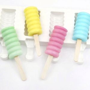 Moldes de silicona ecológicos de 4 cavidades con forma de espiral para helados, tamaño pequeño, de grado alimenticio, reutilizables, sin marca OEM/ODM - Product Image 1