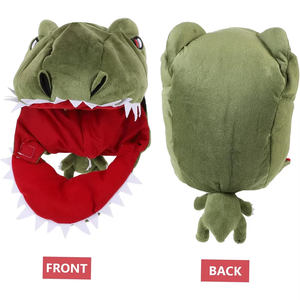 Disfraz de fiesta Red Liner Boca Mini cuerpo Vivid Green Dinosaur Plush Hood Hat Photo Prop Prank Regalos de cumpleaños Animal Crazy Hat - Product Image 2