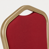 Chaises de banquet empilables rembourrées pour hôtel, mariage, événement, salle à manger, siège rembourré en tissu rouge, cadre doré, chaises de banquet empilables