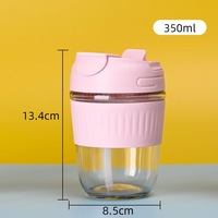 Tasse à boisson double grande capacité Internet Celebrity Glass Household Office Water Glass Beverage Coffee Cup with Straw