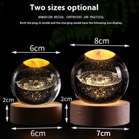 Boule de cristal lumineuse nuit 3D sculpté pour astronaute ciel étoilé Base en bois massif ornements de bureau créatifs cadeaux pour chambre LED