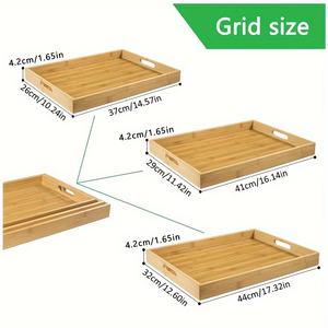 Plateau de service Amboo en provenance des États-Unis, plateau de cuisine <span class=keywords><strong>pour</strong></span> aliments avec poignées, plateaux de service, idéal <span class=keywords><strong>pour</strong></span> les dîners, les fêtes, la table - Product Image 4