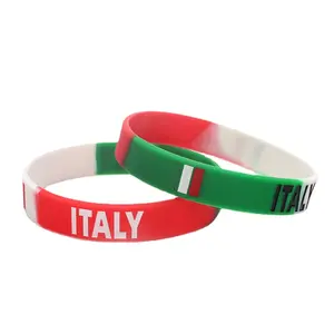 Pulseira bandeira nacional, novo, durável, design pintado, personalizado, estampada, futebol, itália, pulseira de silicone