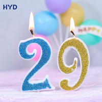 Bougies de gâteau numérotées métalliques personnalisables brillantes 2026, sans fumée, écologiques, faites à la main, pour le Nouvel An, thème couronne, nœud papillon, romance