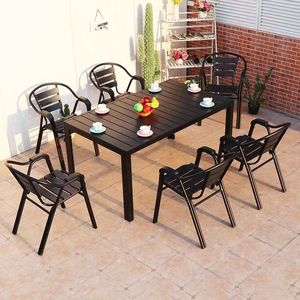 Outdoor waterproof aluminum furniture modern minimalist design dining <b>table</b> for restaurants, parks, homes,garden - Product Image 4