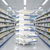 Étagère à médicaments réglable sur mesure à six niveaux double face avec rails de guidage doubles et acier de haute qualité pour usage hospitalier