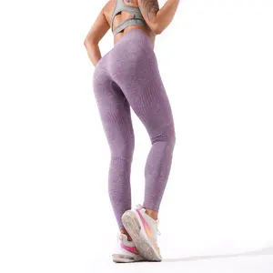 Echt acanalado sin Yoga Fitness desgaste Leggings de talle alto, ropa de gimnasio