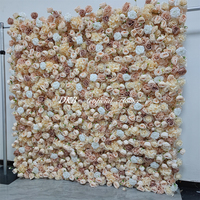 Großhandel Fabrikpreis Realistische Rosen-Morgenblumenwand Künstliche Seidenblumenrolle 8ft X 8ft Blumenwand für Hochzeit und Muttertag