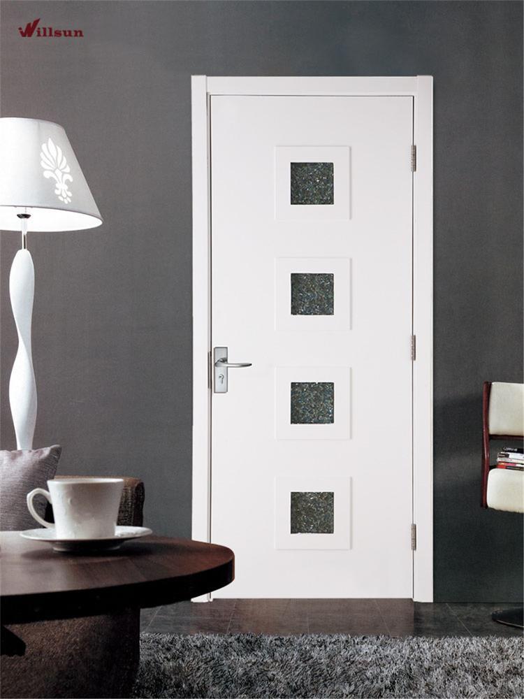 Puerta interior de madera de media luna de vidrio de color blanco