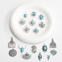Nouveau Style bohème rétro breloques occidentales tête de taureau goutte d'eau vache Turquoise pendentifs pour la fabrication de bijoux accessoires