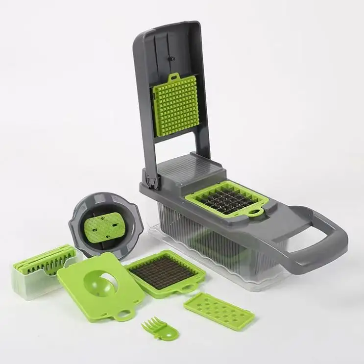 Top vendedor accesorios de cocina 12 en 1 alimentos Dicer cebolla Veggie Chopper mandolina rebanador cortador de verduras multifuncional