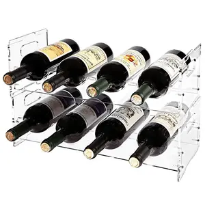 Fábrica al por mayor de vino acrílico personalizado apilable modular rústico encimera soporte para botella de vino estante de exhibición