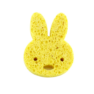 Cute Rabbit Shaped Wood Pulp Cotton Bath Sponge For Babies Soft Absorbent Cleaning Sponge - Product Image 4