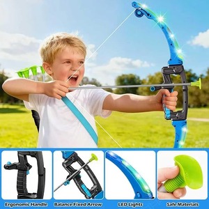 Lot de 2 arcs et flèches pour enfants, arcs lumineux à LED, ensemble de tir à l'arc <span class=keywords><strong>avec</strong></span> flèches à ventouse, cibles, <span class=keywords><strong>jeux</strong></span> de sport d'intérieur et d'extérieur - Product Image 3
