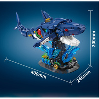 DK 7081 2026 Nuevo Tiburón con Soporte de Exhibición, Animal Marino con Función de Enlace, Regalo para Adultos y Niños, 1096 Piezas, Juego de Bloques de Construcción