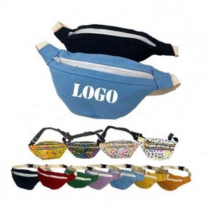 Sac banane matelassé personnalisable avec 2 fermetures éclair, cadeaux promotionnels, en polyester brodé, ceinture réglable - Product Image 1