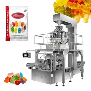 Leadworld Automatic Bubble Gum Sweets Gummy Bear Candy Doypack Pouch Premade Bag Filling Packing Line Machine