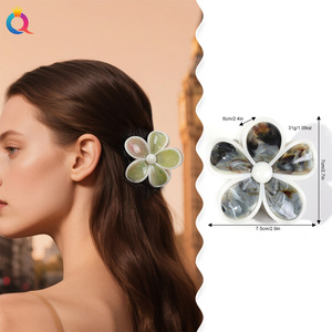 <span class=keywords><strong>Pince</strong></span> à cheveux artisanale Qi Yue en forme d'œuf, <span class=keywords><strong>pince</strong></span> requin haut de gamme grande taille pour cheveux épais, <span class=keywords><strong>pince</strong></span> à cheveux <span class=keywords><strong>fleur</strong></span> à cinq pétales pour femme - Product Image 3