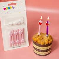 Bougies d'anniversaire colorées en forme de cœur avec supports, décorations de gâteau pour les anniversaires et les célébrations des enfants