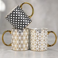 Toppik — tasses à café en céramique avec poignée dorée, personnalisées, de luxe, réutilisables, arabes