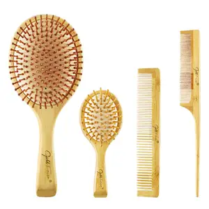 Set di spazzole per capelli con logo personalizzato con pettini di bambù di vendita calda Amazon