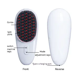 Problem Solving Products 2024 Electric Vibrating Beauty OEM ODM Manufacturer Electric Blue Red Light Hair Brush Comb Massager