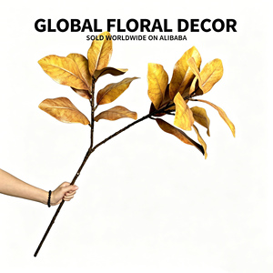 Venta al por mayor de fábrica: Hojas de magnolia artificiales de simulación para decoración de interiores, hogar, bodas y fiestas, plantas verdes de jardinería realistas. - Product Image 4