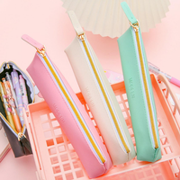 Bureau école étudiants stylo boîte en cuir PU cadeau stylo pochette mignon papeterie sac de rangement avec fermeture éclair