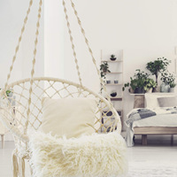 Fauteuil rond suspendu en métal pour chambre à coucher en rotin pour salon