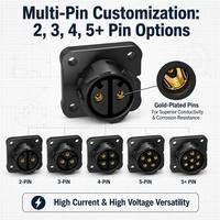 Connecteur Industriel Étanche M25 à 2 Broches en Cuivre Plaqué Argent 50A 500V à Verrouillage Rapide IP67 pour Onduleur Solaire et Alimentation Circulaire