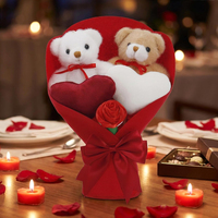Bouquet de fleurs en peluche personnalisé avec mini ours en peluche et arrangement floral pour la décoration de la maison, anniversaire, fête d'anniversaire