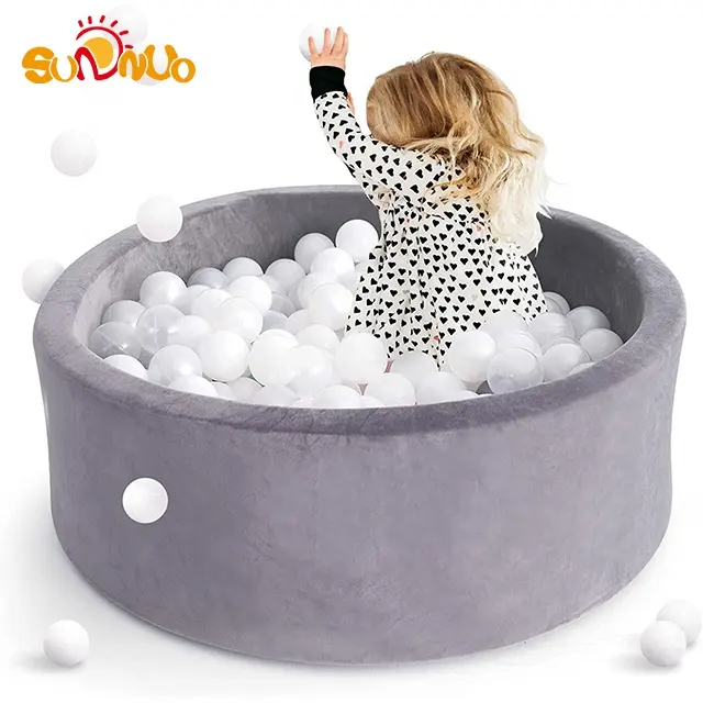 SUNNUO Baby Gift Indoor outdoor toys organizer storage kids Soft Round Play Foam Ball Pit for Toddler Boys & Girls with slide