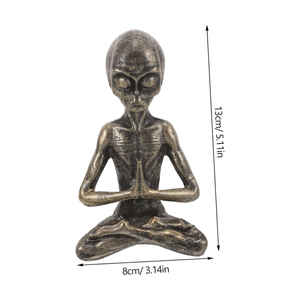 Wei Vista Resin Alien Meditation Statue Alte Bronze Look Figur für Wohnkultur oder Sammler Großhandel - Product Image 2