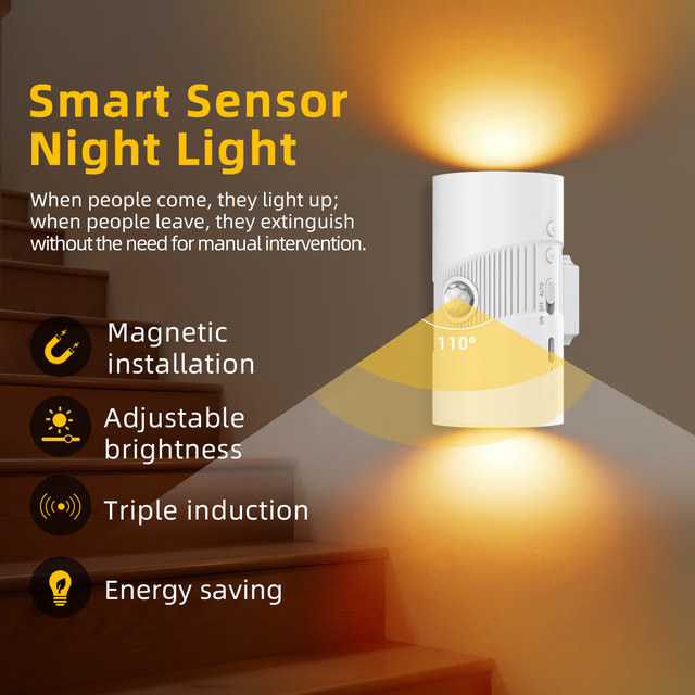 Smart Magnetic LED Wall Sconces Battery Operated Dimmable for Indoor Bathroom Stair Bedroom Home Decor