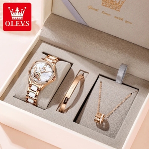 Montres pour femmes OLEVS 6656, montres mécaniques automatiques élégantes et luxueuses, étanches, bracelet en céramique, coffret cadeau - Product Image 5