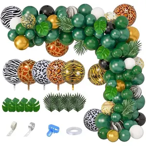 Animal Foil Balloons Palm Leaves Baby Shower Decorations Jungle Safari Balloon Garland Arch Kit