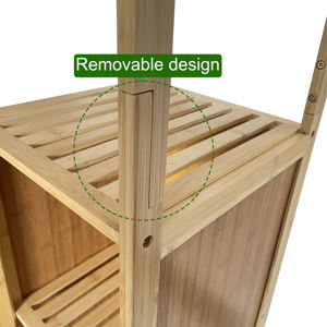 Gabinete de Almacenamiento de Bambú Resistente a la Humedad para Debajo del Fregadero, con Estantes Abiertos y Organizador para Espacio Trasero de la Puerta - Product Image 4