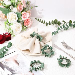Anillo para Servilletas Hecho a Mano con Hojas Tejidas, Porta Servilletas con Hojas Verdes Artificiales, Decoración de Mesa para Bodas y Hoteles, Hebilla para Servilletas - Product Image 4