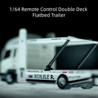 Camion télécommandé miniature 2,4 GHz, échelle 1:64, en alliage, camion à plateau double couche, chariot élévateur électrique avec remorque