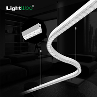 Lampada a Sospensione LED Curva Creativa per Interni, Profilo in Alluminio a 45 Gradi, Anello di Cristallo Flessibile, Luce Lineare per Sala da Pranzo
