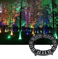 Lampe solaire LED noire pour jardin, éclairage d'arbre, projecteur annulaire, corps en aluminium, IP65, éclairage paysager extérieur