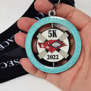 Medalhão de metal para corrida de maratonas, medalha esportiva personalizada 5K Fun Run, fabricante de medalhas por atacado
