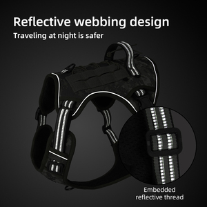 Büyük köpekler için PU Mesh köpek koşum yansıtıcı taktik moda spor torbalar uyumlu dayanıklı Bite dayanıklı evcil hayvan koşumu takım - Product Image 3