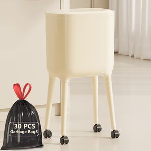 Contenedores de Basura con Ruedas para el Hogar, Cubo de Basura de Plástico para Cocina y Baño con Tapa - Product Image 1