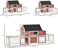 Poulailler moderne en bois de grande taille PetPlot Home MJH062 avec double enclos extérieur, nichoir, toit imperméable et verrouillable