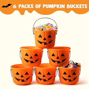 Seau à bonbons d'Halloween en forme de citrouille Jack O'Lantern avec poignée, fournitures de fête d'Halloween - Product Image 2