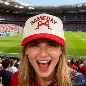 Casquette de baseball vintage bicolore brodée personnalisable avec logo pour le jour du match, style trucker, pour femme, pour l'esprit scolaire et les mamans sportives - Product Image 2
