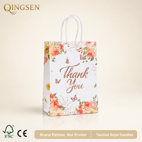 Sacs cadeaux personnalisés en papier blanc avec imprimé rose et papillon, poignées torsadées, réutilisables, grand format, lot en vrac pour boutiques et commerces de détail