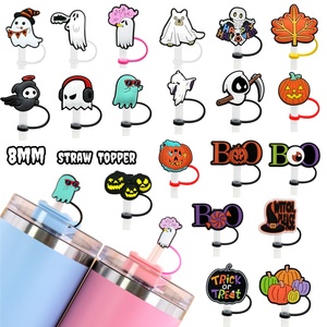 En gros, Capuchon de <span class=keywords><strong>paille</strong></span> en silicone 2D de 8 mm sur le thème d'Halloween, motif Chapeau de sorcière 'Trick or Treat', avec sangle, parfait pour la décoration des boissons d'automne - Product Image 1