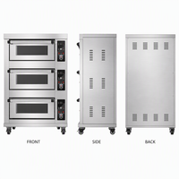 Four commercial 3 niveaux gaz/électrique pour boulangerie, contrôle intelligent de la température, fenêtre en verre, éclairage LED, chaleur supérieure/inférieure, vapeur/pietra perla.